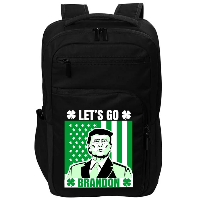 Lets Go Brandon St Patrick's Day Trump America Flag Clover Impact Tech Backpack