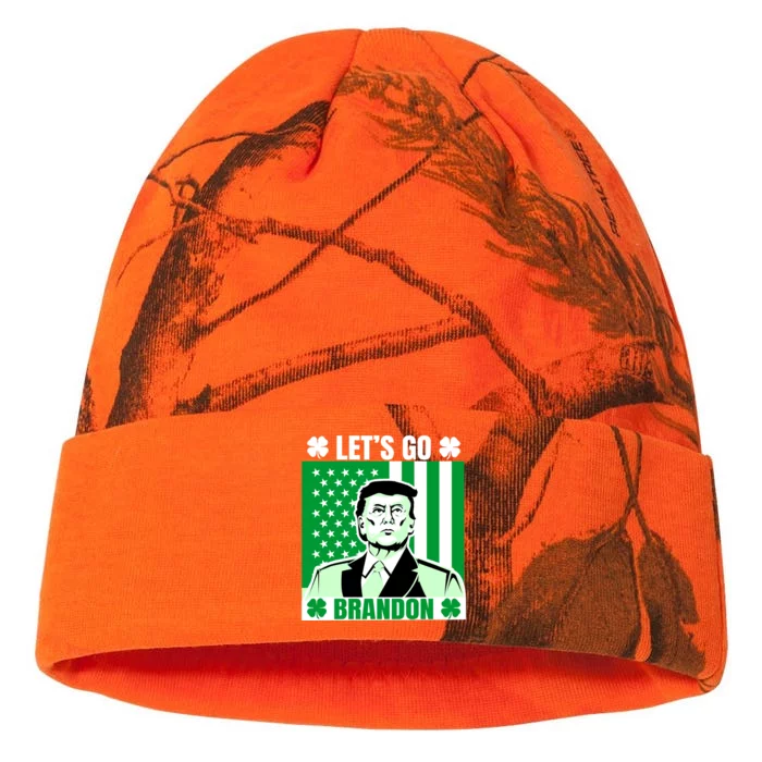 Lets Go Brandon St Patrick's Day Trump America Flag Clover Kati - 12in Camo Beanie