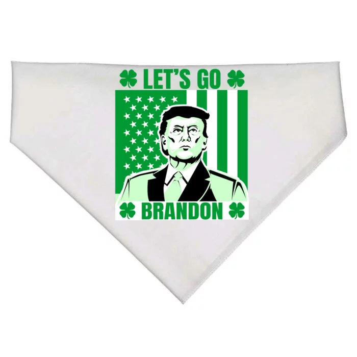 Lets Go Brandon St Patrick's Day Trump America Flag Clover USA-Made Doggie Bandana