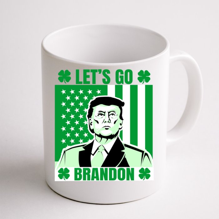 Lets Go Brandon St Patrick's Day Trump America Flag Clover Front & Back Coffee Mug