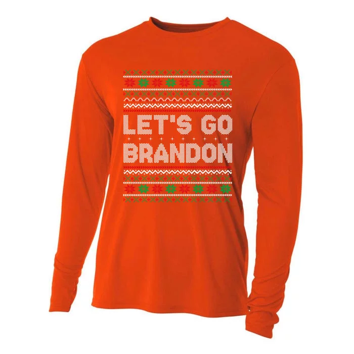 LetS Go Brandon Anti Biden Chant Trump 2024 Ugly Christmas Gift Cooling Performance Long Sleeve Crew