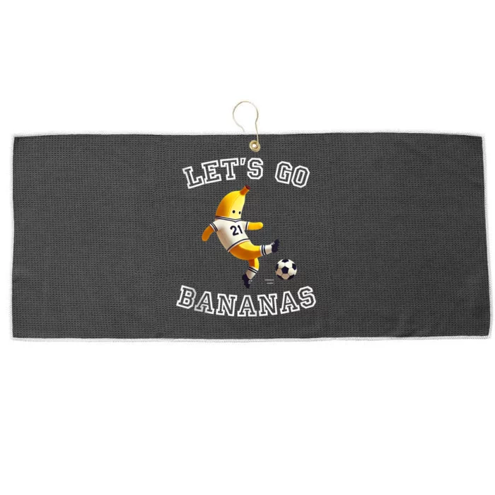 LetS Go Bananas Soccer Player With Funny Football Banana Large Microfiber Waffle Golf Towel