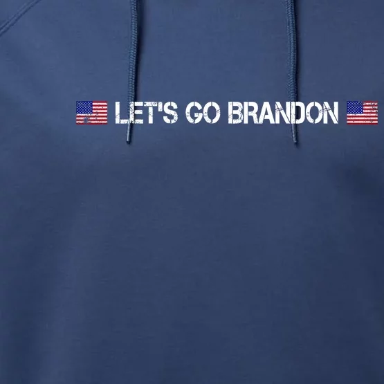 Let's Go Brandon Simple USA Flag Logo Performance Fleece Hoodie