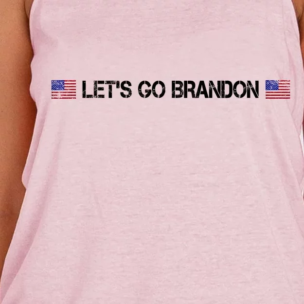 Let's Go Brandon Simple USA Flag Logo Women's Knotted Racerback Tank