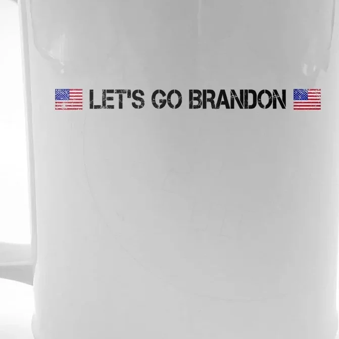 Let's Go Brandon Simple USA Flag Logo Front & Back Beer Stein