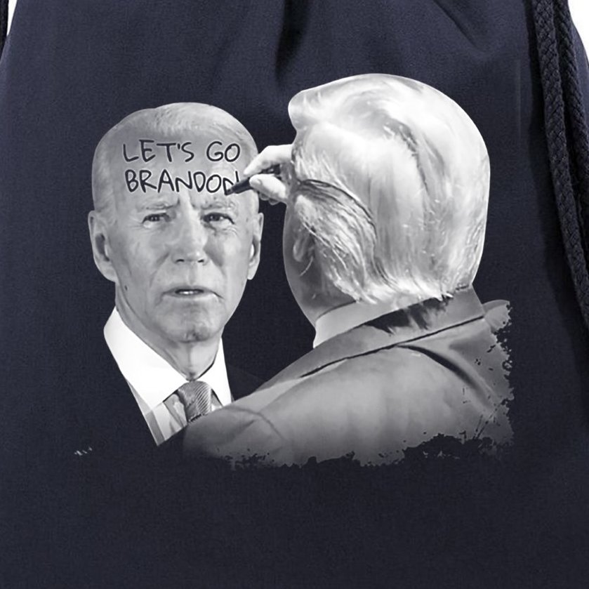 Let's Go Brandon Trump Writes On Biden's Forehead Drawstring Bag
