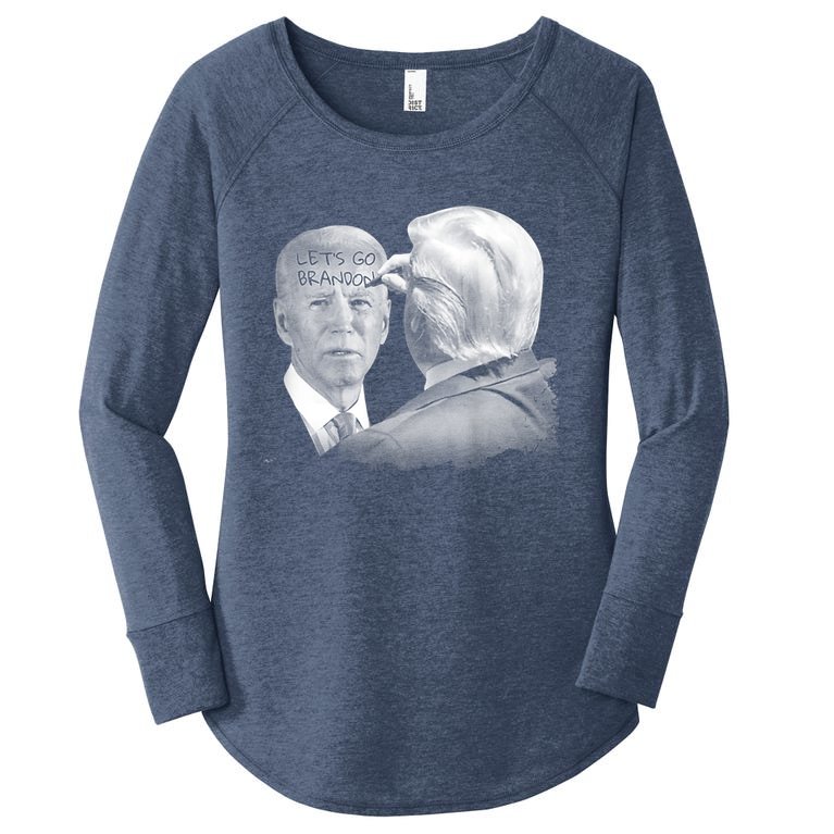 Let's Go Brandon Trump Writes On Biden's Forehead Women’s Perfect Tri Tunic Long Sleeve Shirt