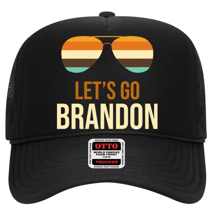 Let's Go Brandon F Joe Biden Cool Shades Retro High Crown Mesh Trucker Hat