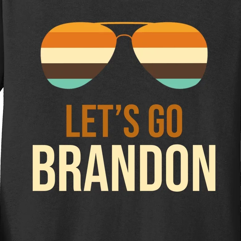 Let's Go Brandon F Joe Biden Cool Shades Retro Kids Long Sleeve Shirt