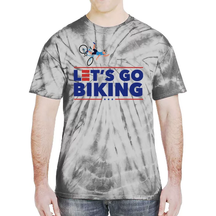 Lets Go Biking Biden Falling Off The Bike Funny Sarcastic Tie-Dye T-Shirt