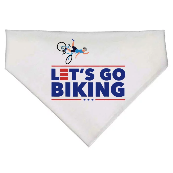 Lets Go Biking Biden Falling Off The Bike Funny Sarcastic USA-Made Doggie Bandana