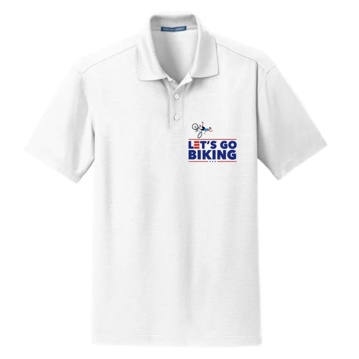 Lets Go Biking Biden Falling Off The Bike Funny Sarcastic Dry Zone Grid Performance Polo