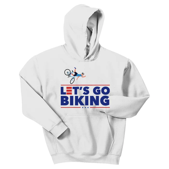 Lets Go Biking Biden Falling Off The Bike Funny Sarcastic Kids Hoodie