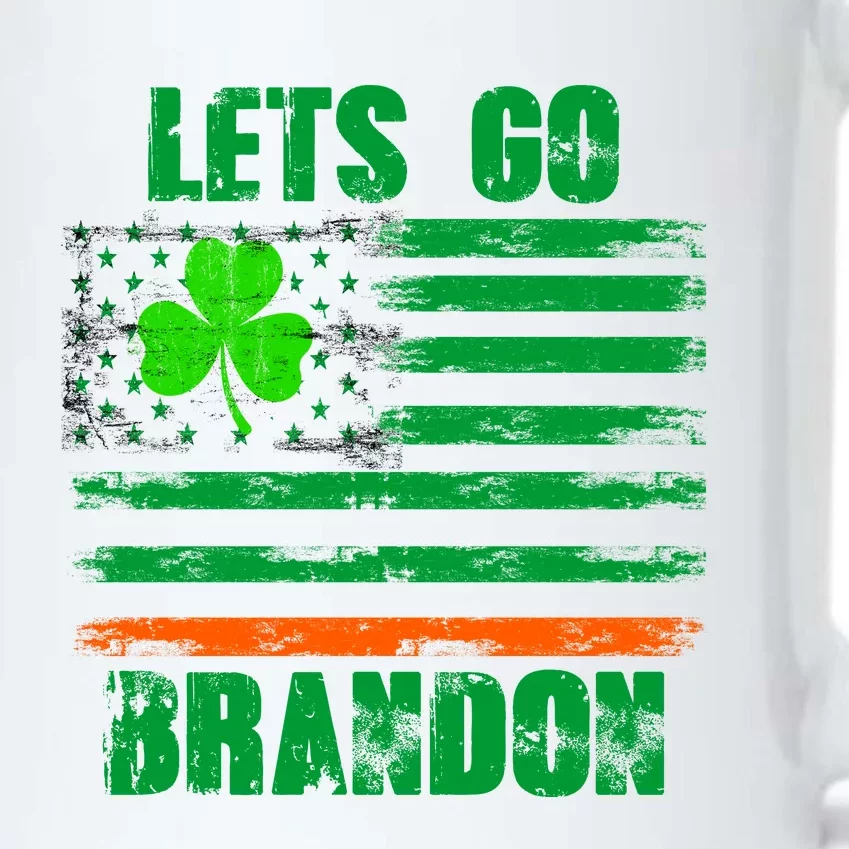 Lets Go Brandon St Patrick's Day Distressed America USA Flag Clover Black Color Changing Mug