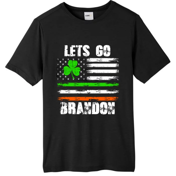 Lets Go Brandon St Patrick's Day Distressed America USA Flag Clover ChromaSoft Performance T-Shirt