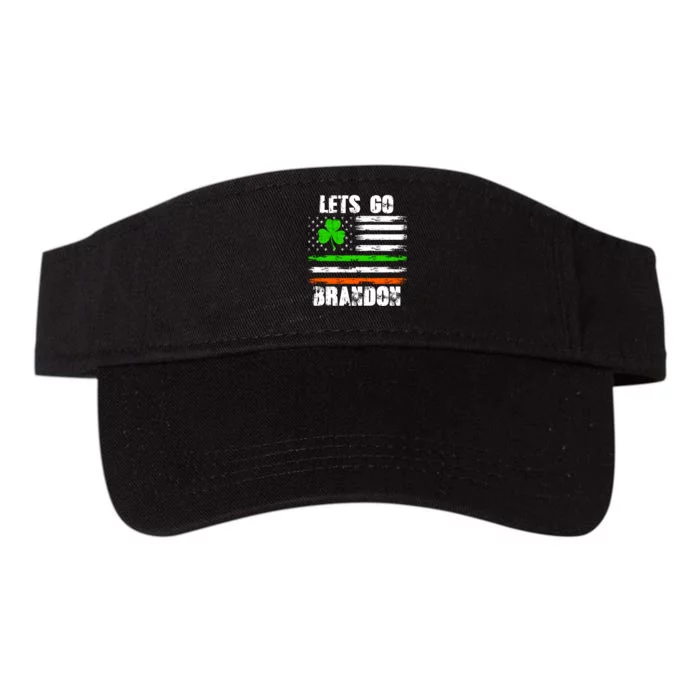 Lets Go Brandon St Patrick's Day Distressed America USA Flag Clover Valucap Bio-Washed Visor