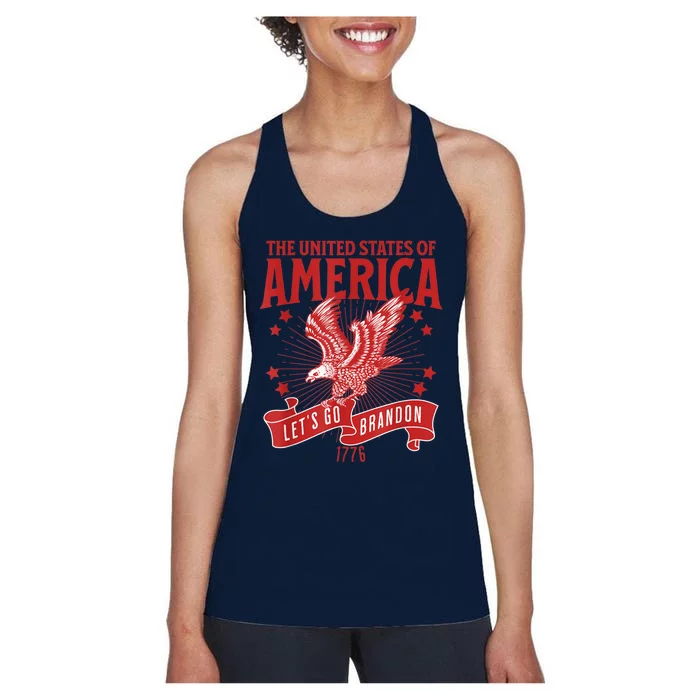 Let’s Go Brandon USA America Trump 2024 DeSantis 2024 Women's Racerback Tank