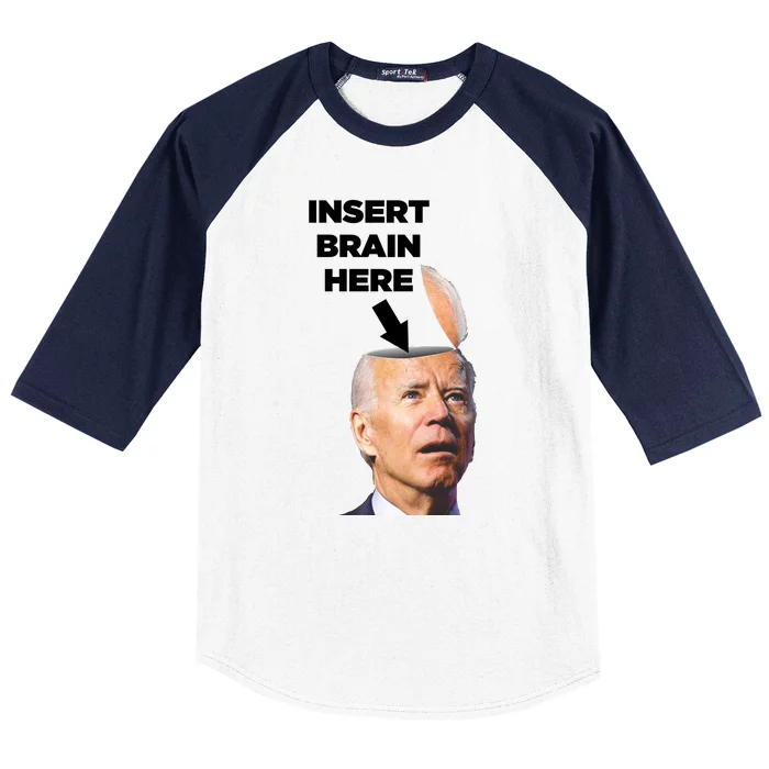 Let's Go Brandon Insert Brain Here Baseball Sleeve Shirt