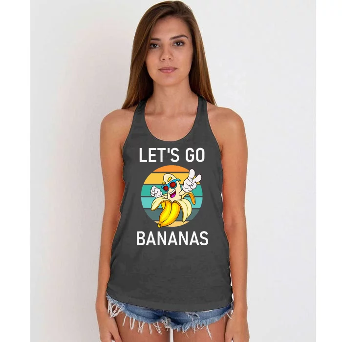 LetS Go Bananas Funny Jokes Sarcastic Sayings Women's Knotted Racerback Tank