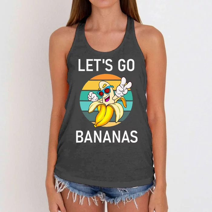 LetS Go Bananas Funny Jokes Sarcastic Sayings Women's Knotted Racerback Tank