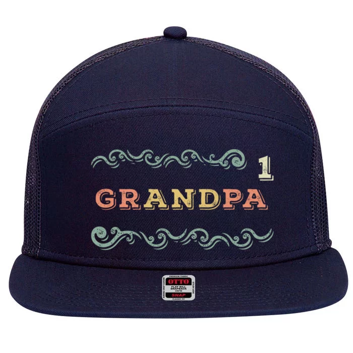 Loving Grandfather Best Grandpa Ever Day Grandparent Gift 7 Panel Mesh Trucker Snapback Hat