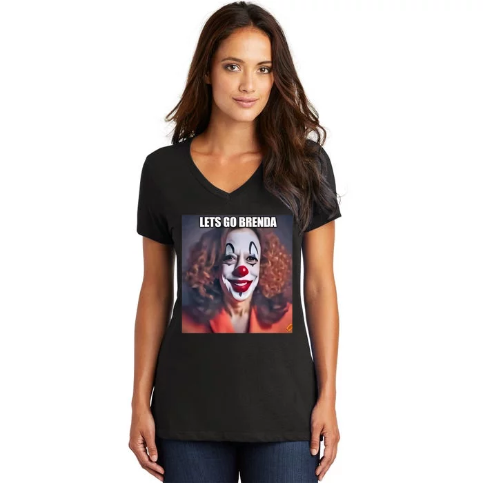 LetS Go Brenda Kamala Harris 2024 Kamala Clown LetS Go Brenda Women's V-Neck T-Shirt