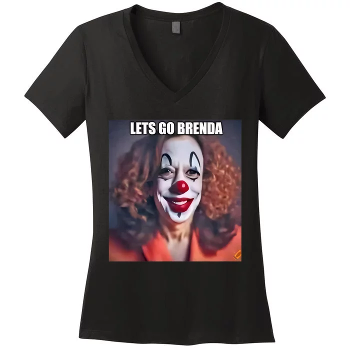 LetS Go Brenda Kamala Harris 2024 Kamala Clown LetS Go Brenda Women's V-Neck T-Shirt