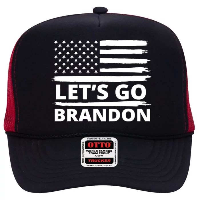 Let's Go Brandon American Flag High Crown Mesh Trucker Hat