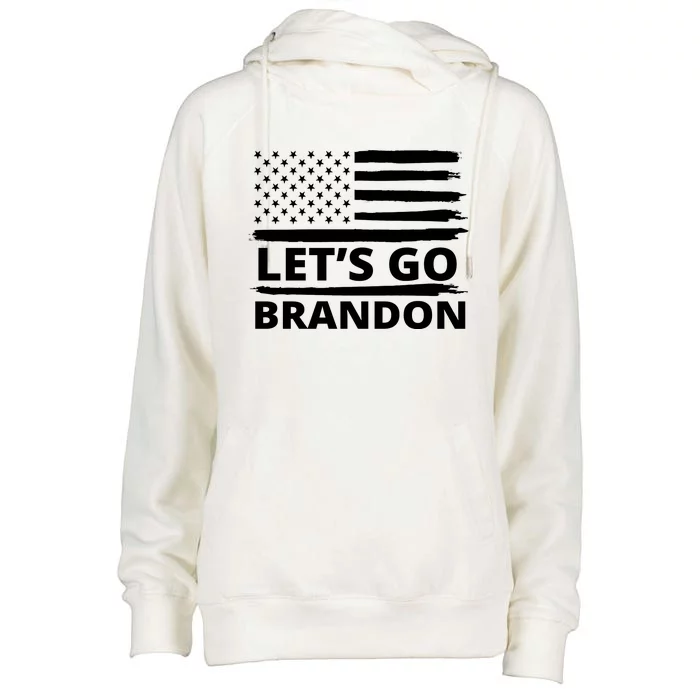 Let's Go Brandon American Flag Womens Funnel Neck Pullover Hood