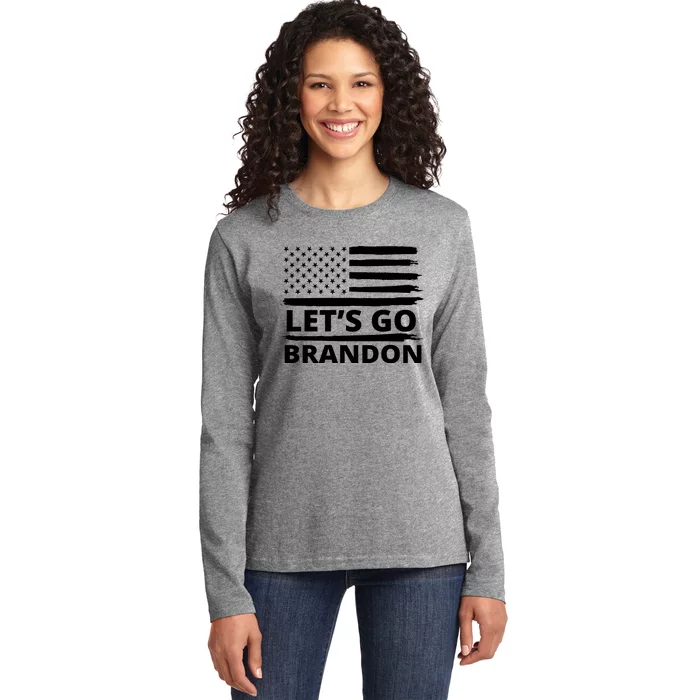 Let's Go Brandon American Flag Ladies Long Sleeve Shirt