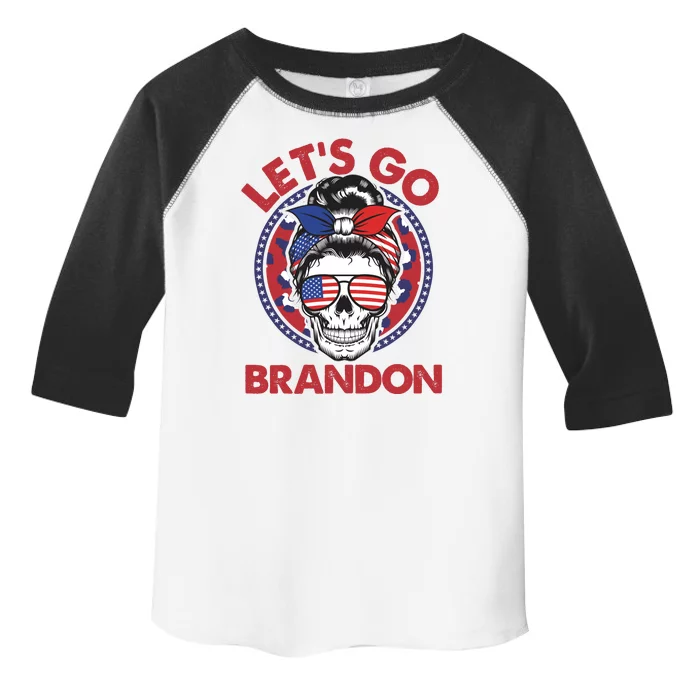 Let's Go Brandon American Flag Hairbun Skull Toddler Fine Jersey T-Shirt