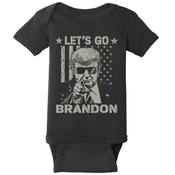 Lets Go Braden Brandon US Flag Funny Trendy Sarcastic Baby Bodysuit