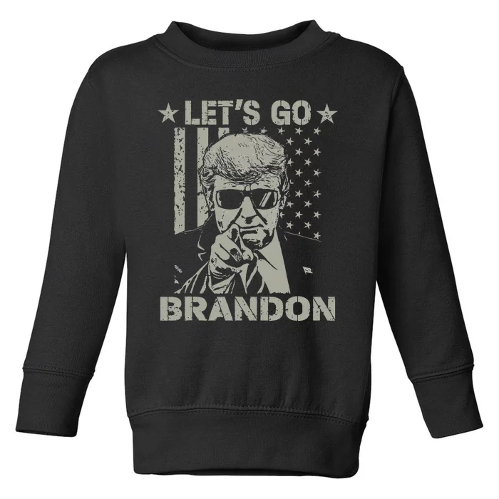 Lets Go Braden Brandon US Flag Funny Trendy Sarcastic Toddler Sweatshirt