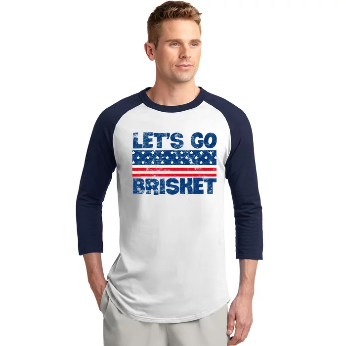 Lets Go Brisket BBQ Backyard Grill Cookout Grillmasters Baseball Sleeve Shirt