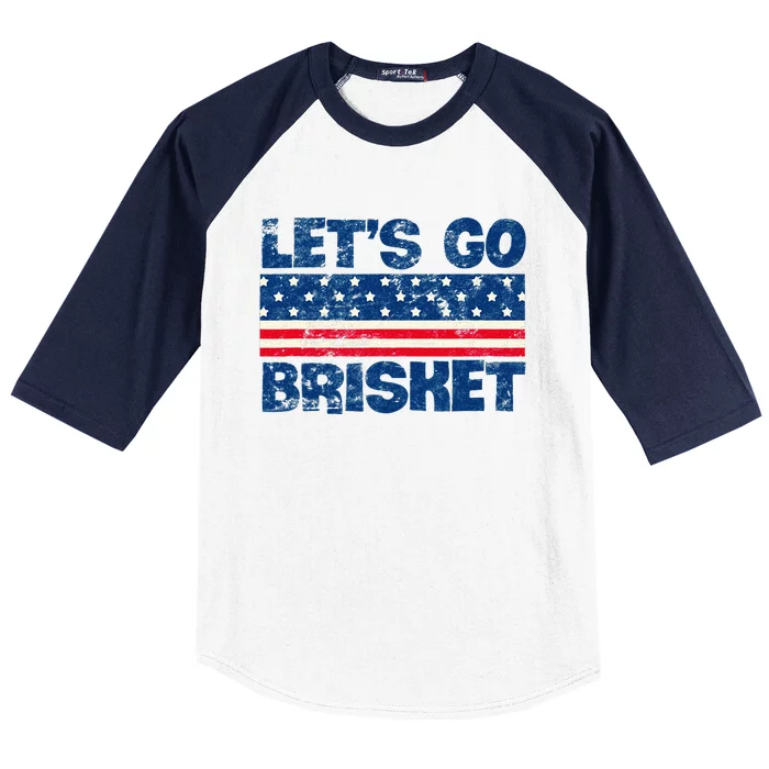 Lets Go Brisket BBQ Backyard Grill Cookout Grillmasters Baseball Sleeve Shirt