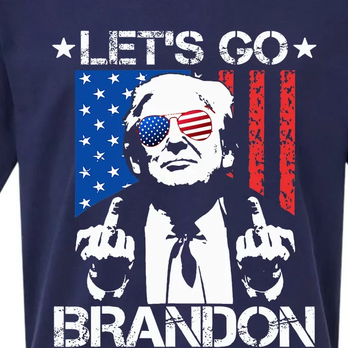 Let's Go Brandon Trump Middle Finger Flag Sueded Cloud Jersey T-Shirt