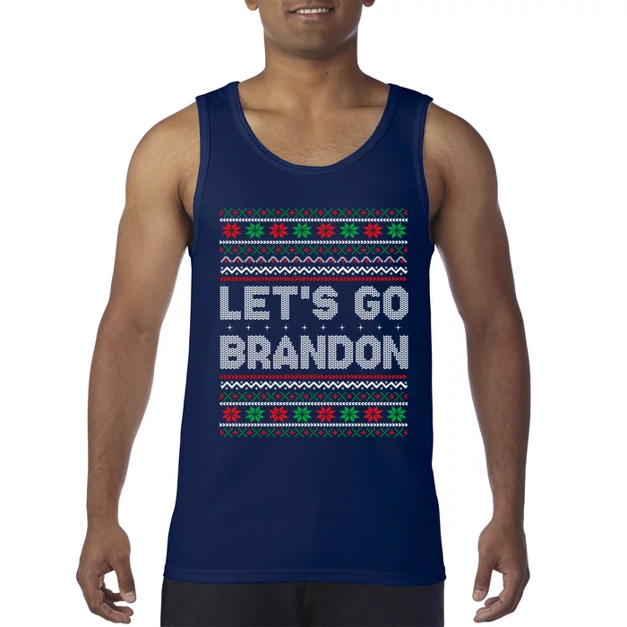 Let's Go Brandon Anti Biden Chant TRUMP 2024 Ugly Christmas Tank Top