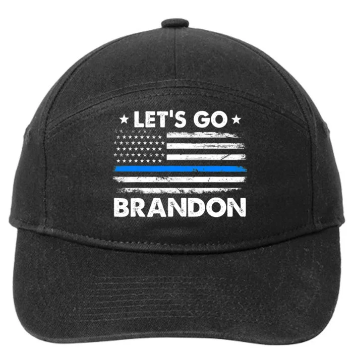 LetS Go Brandon Us Flag Thin Blue Line Lets Go Brandon Gift 7-Panel Snapback Hat