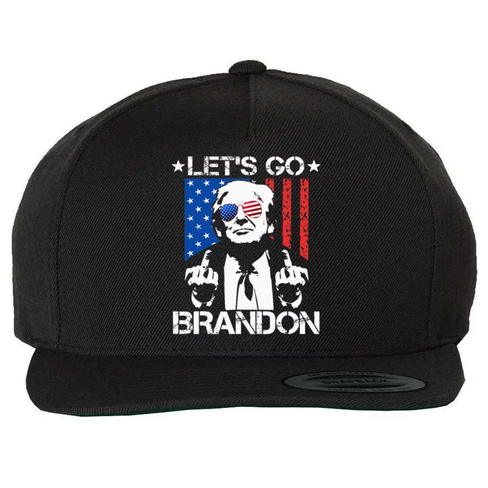 Lets Go Brandon Trump Middle Finger Flag Wool Snapback Cap