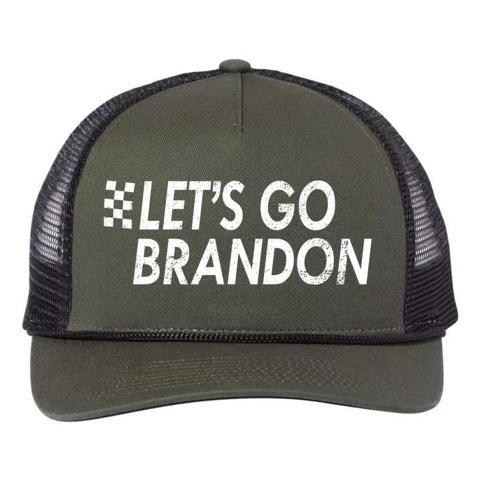 Let's Go Brandon Racing Flag Biden Chant Retro Rope Trucker Hat Cap