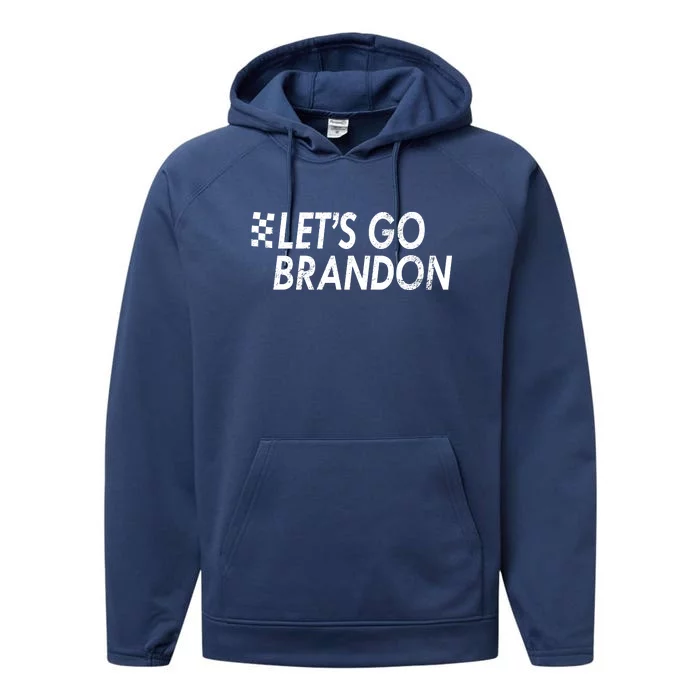 Let's Go Brandon Racing Flag Biden Chant Performance Fleece Hoodie