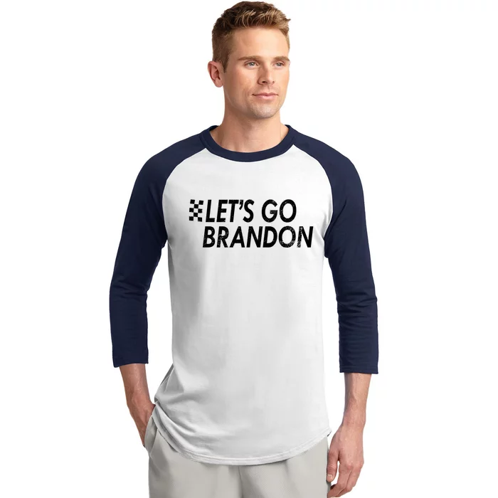 Let's Go Brandon Racing Flag Biden Chant Baseball Sleeve Shirt