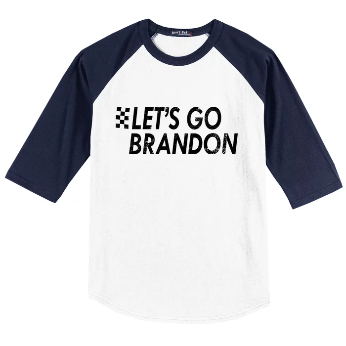 Let's Go Brandon Racing Flag Biden Chant Baseball Sleeve Shirt