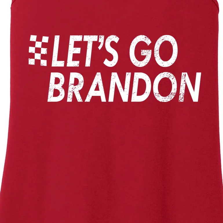 Let's Go Brandon Racing Flag Biden Chant Ladies Essential Tank