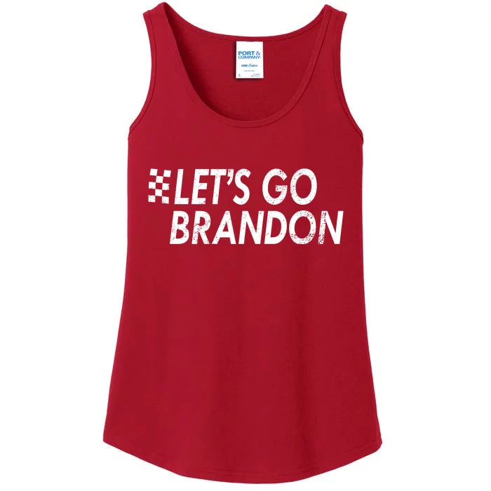 Let's Go Brandon Racing Flag Biden Chant Ladies Essential Tank