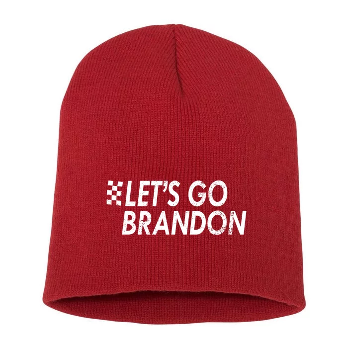 Let's Go Brandon Racing Flag Biden Chant Short Acrylic Beanie