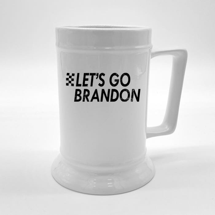 Let's Go Brandon Racing Flag Biden Chant Front & Back Beer Stein