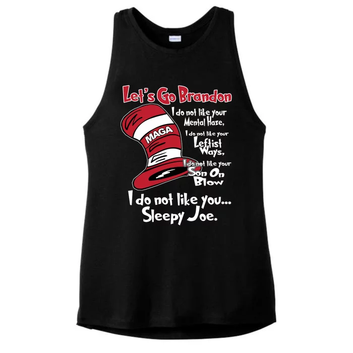 Lets Go Brandon Cat In The Hat Funny Maga Ladies Tri-Blend Wicking Tank