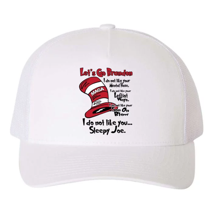 Lets Go Brandon Cat In The Hat Funny Maga Yupoong Adult 5-Panel Trucker Hat