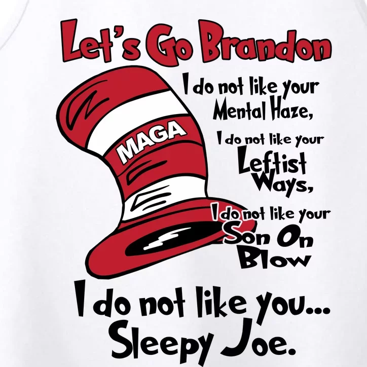 Lets Go Brandon Cat In The Hat Funny Maga Performance Tank